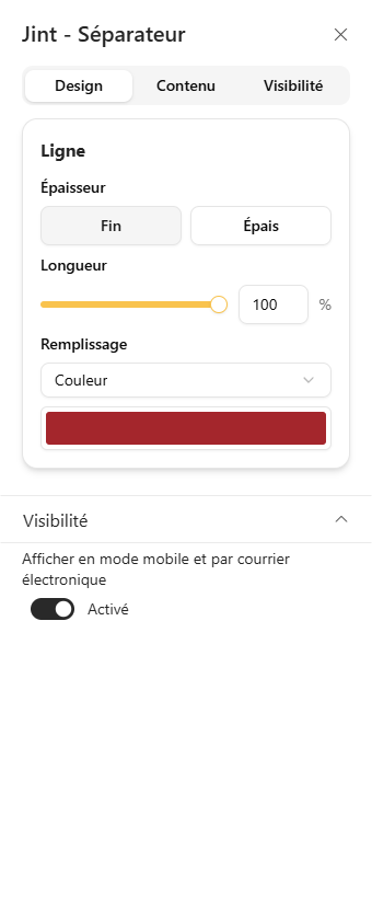 L'onglet Design et la rubrique Ligne