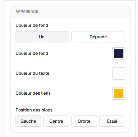 L'onglet Pied de page