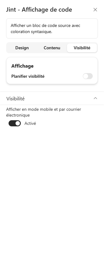 L'onglet Visibilité : Audience et Affichage