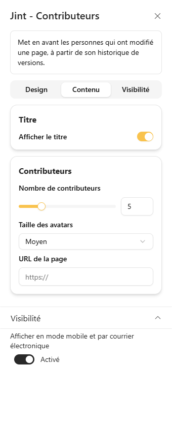 L'onglet Contenu et sa rubrique Titre