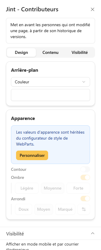 The Design tab: Background and Appearance