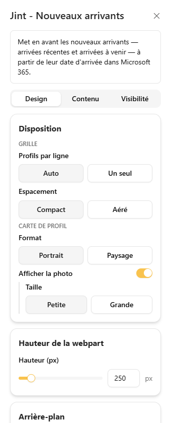 The Design tab: Layout and Web part height