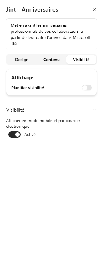 The Visibility tab and its Display section