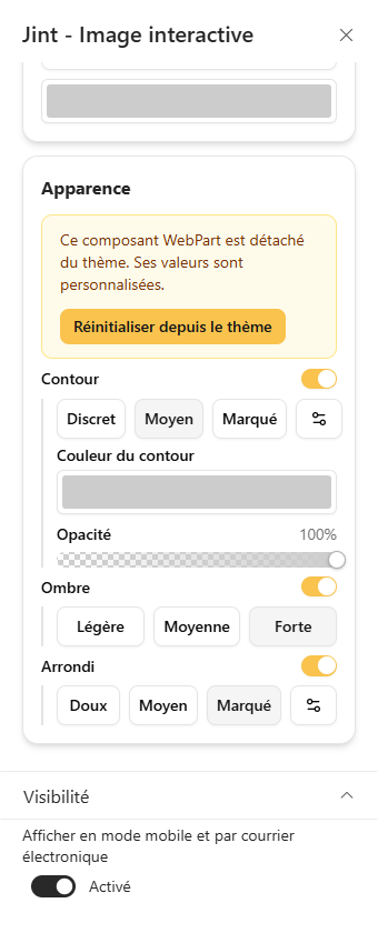 La rubrique Apparence, détachée du thème