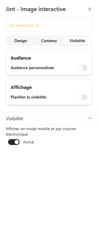 L'onglet Visibilité : Audience et Affichage