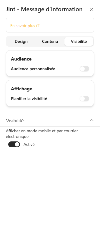 The Visibility tab: Audience and Display
