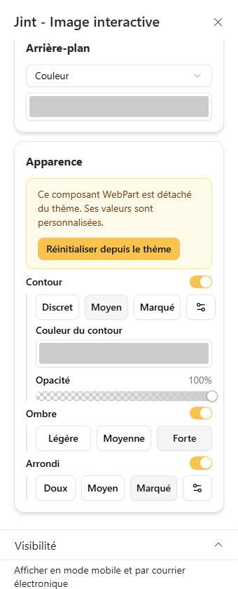 La rubrique Arrière-plan, avec un fond de couleur