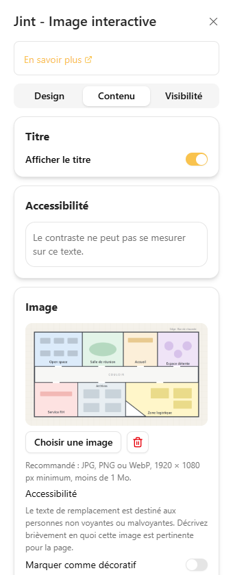 Les rubriques Titre et Accessibilité