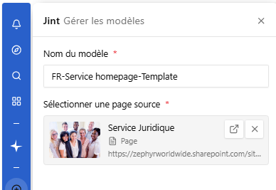 L'écran de modification d'un modèle