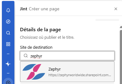 La recherche du site de destination