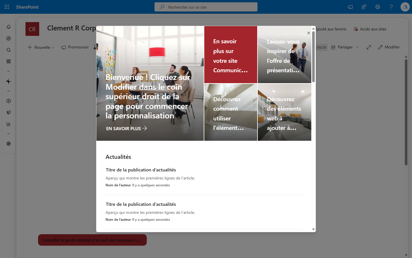 The link opened in a modal window