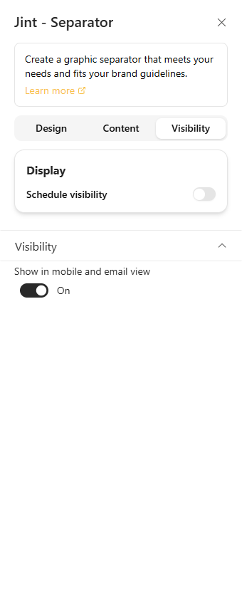 The Visibility tab: Audience and Display