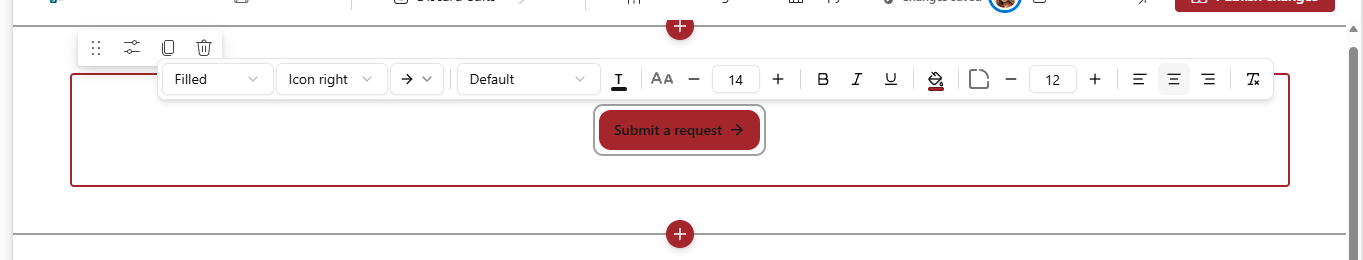The button toolbar, above the text being edited