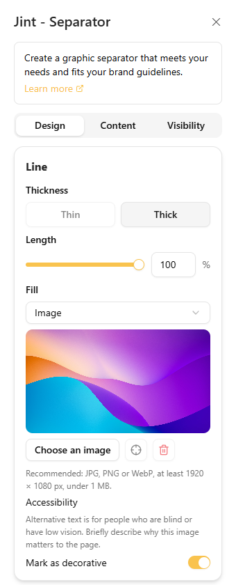 Image fill: the default image and the Choose an image button