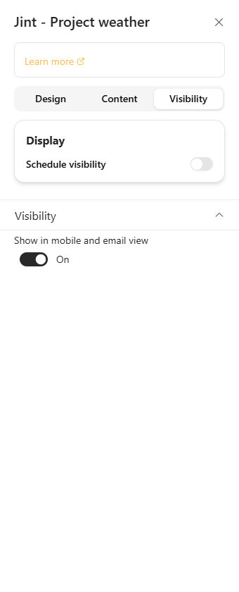 The Visibility tab: Display section