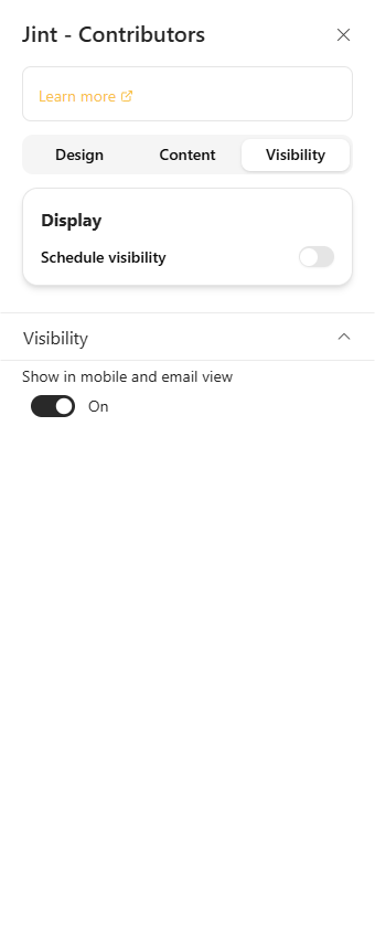 The Visibility tab and its Display section
