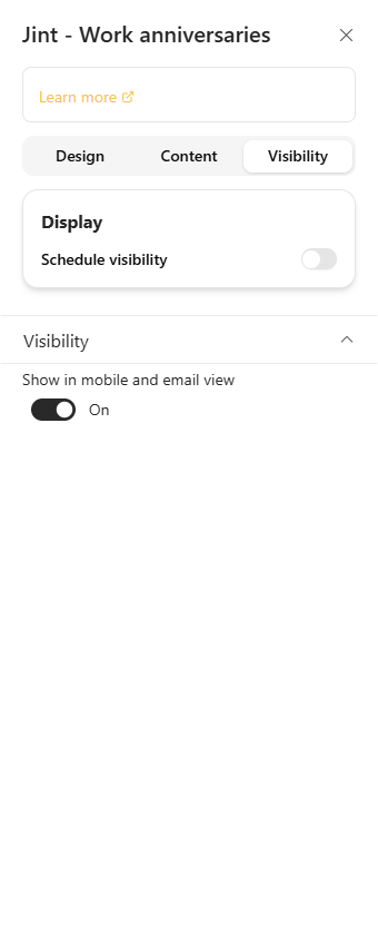 The Visibility tab and its Display section