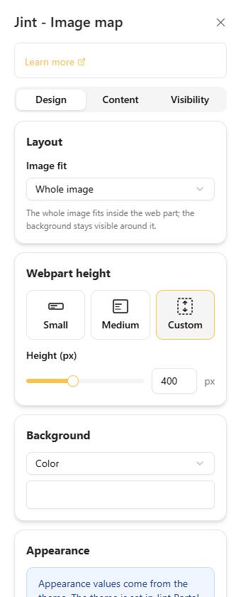 The Web part height section