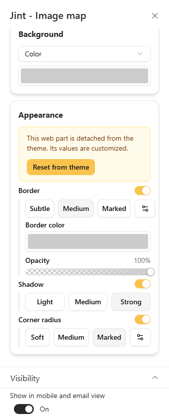 The Background section, with a color background
