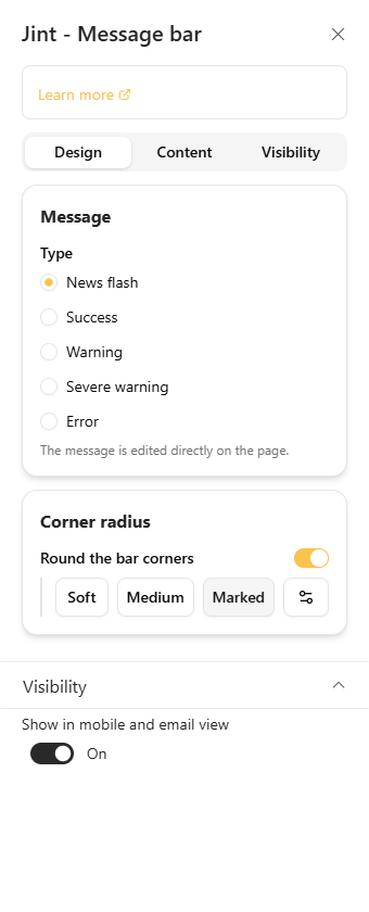Corner radius on: Soft, Medium, Marked levels and Custom corner radius