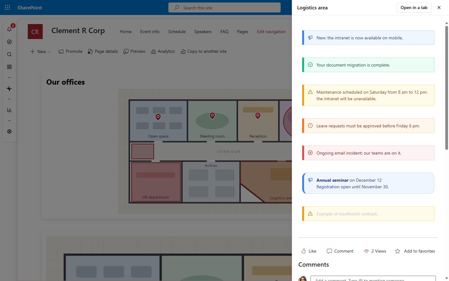 A link opened in a panel at 35% of the page