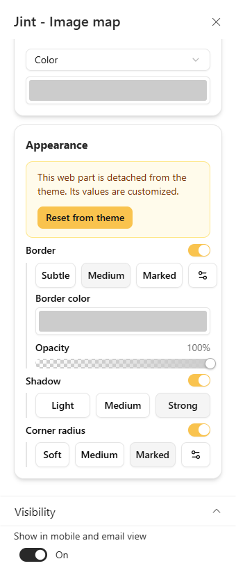 The Appearance section, detached from the theme